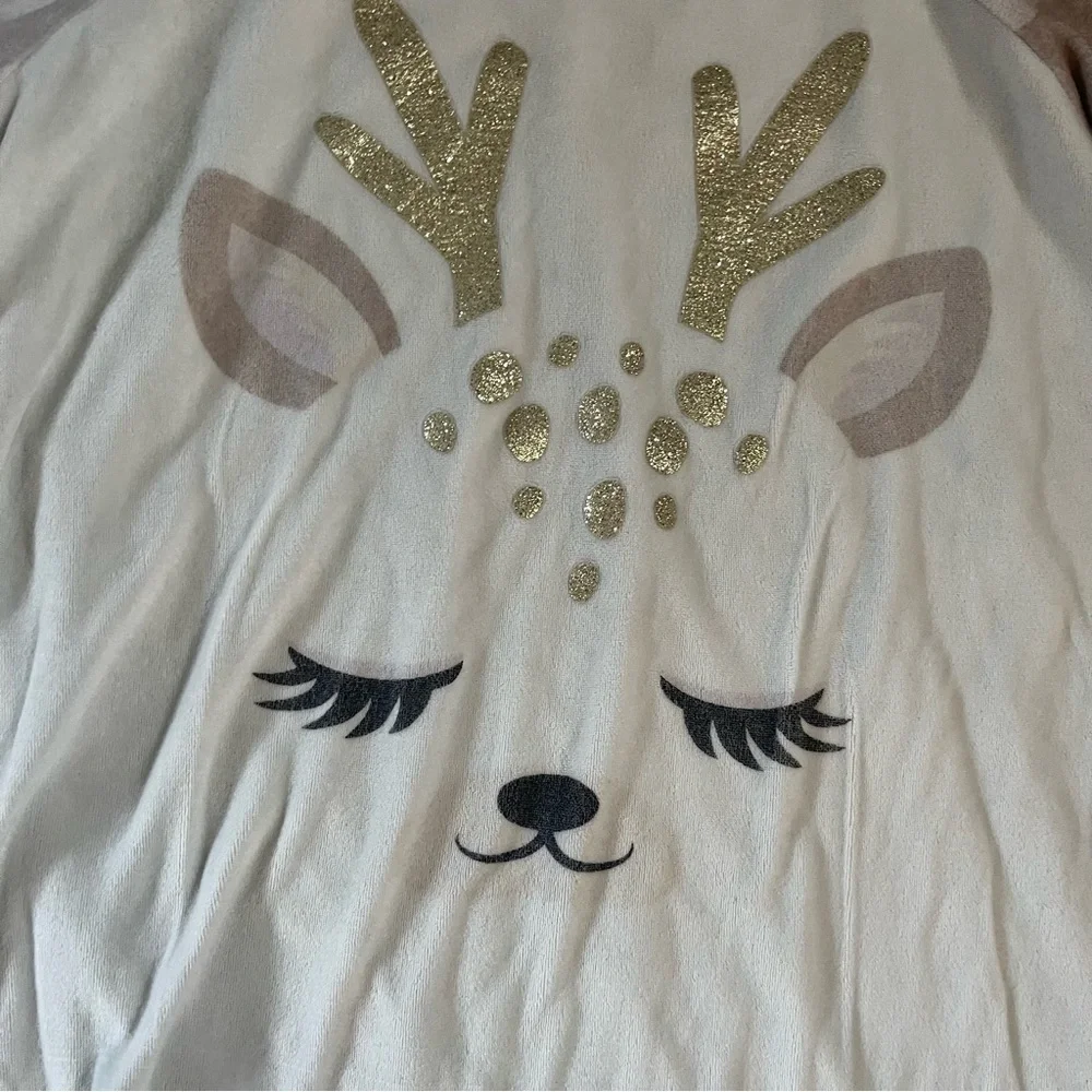 Justice girls reindeer gold glitter nightgown pajamas Sz 12 lightweight